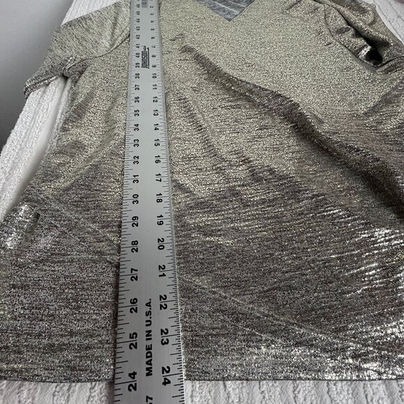 Soft Surroundings Women Metallic Silver Long Sleeve Surplice Wrap Top Large NWOT - Picture 7 of 7